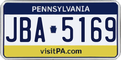 PA license plate JBA5169