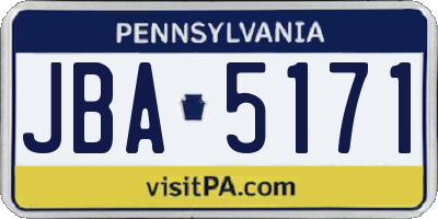 PA license plate JBA5171