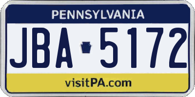 PA license plate JBA5172