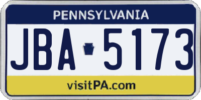 PA license plate JBA5173