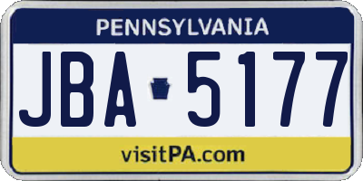 PA license plate JBA5177