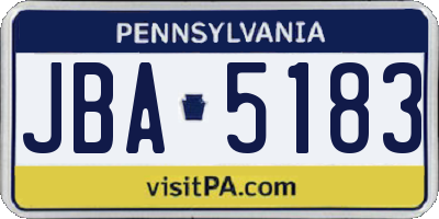 PA license plate JBA5183