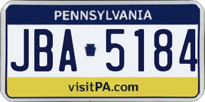 PA license plate JBA5184