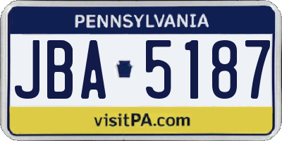 PA license plate JBA5187