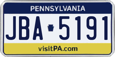 PA license plate JBA5191