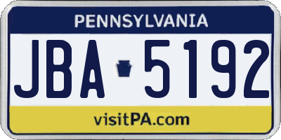 PA license plate JBA5192