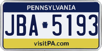 PA license plate JBA5193