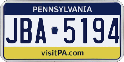 PA license plate JBA5194