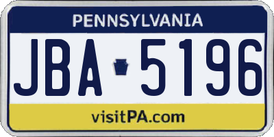 PA license plate JBA5196