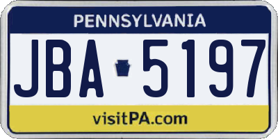 PA license plate JBA5197