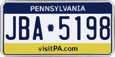 PA license plate JBA5198