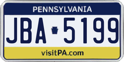 PA license plate JBA5199