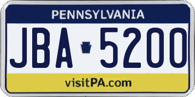 PA license plate JBA5200