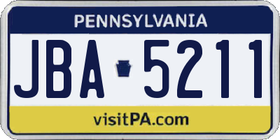PA license plate JBA5211