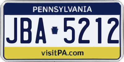 PA license plate JBA5212