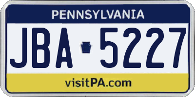 PA license plate JBA5227
