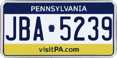 PA license plate JBA5239