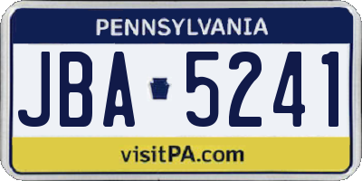 PA license plate JBA5241