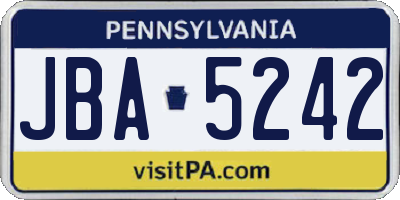 PA license plate JBA5242