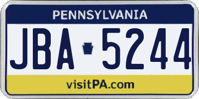 PA license plate JBA5244