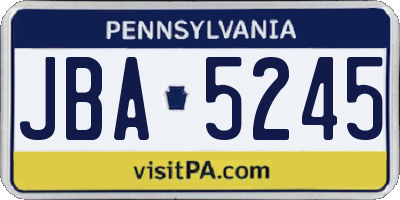 PA license plate JBA5245