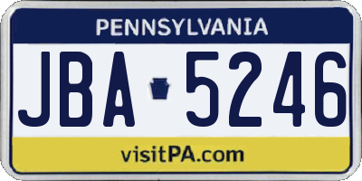 PA license plate JBA5246