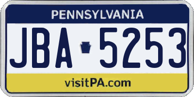 PA license plate JBA5253
