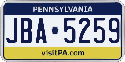 PA license plate JBA5259