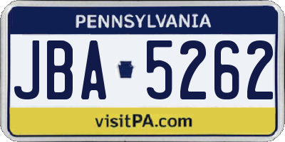 PA license plate JBA5262