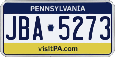 PA license plate JBA5273