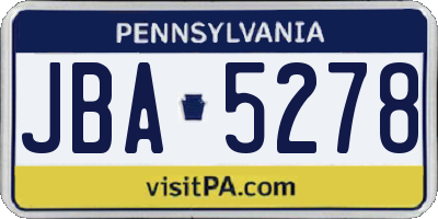 PA license plate JBA5278