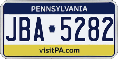 PA license plate JBA5282