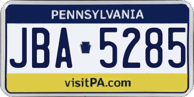 PA license plate JBA5285