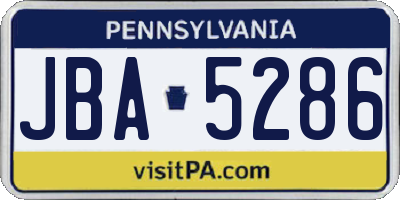 PA license plate JBA5286
