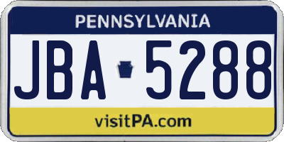 PA license plate JBA5288