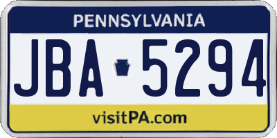PA license plate JBA5294