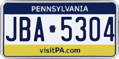 PA license plate JBA5304