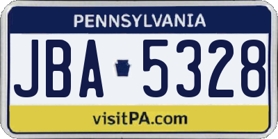 PA license plate JBA5328