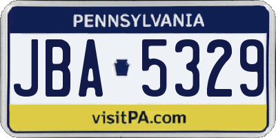 PA license plate JBA5329