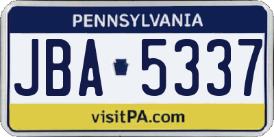 PA license plate JBA5337