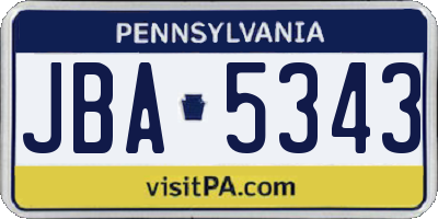PA license plate JBA5343