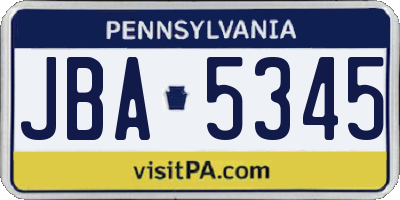 PA license plate JBA5345