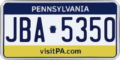 PA license plate JBA5350