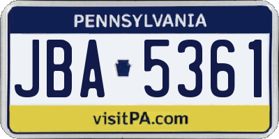 PA license plate JBA5361