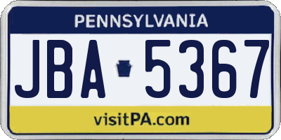 PA license plate JBA5367