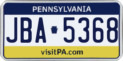 PA license plate JBA5368