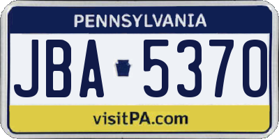 PA license plate JBA5370