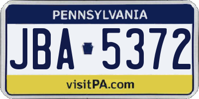 PA license plate JBA5372