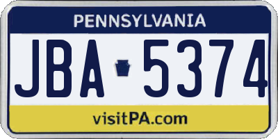 PA license plate JBA5374