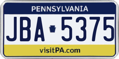 PA license plate JBA5375